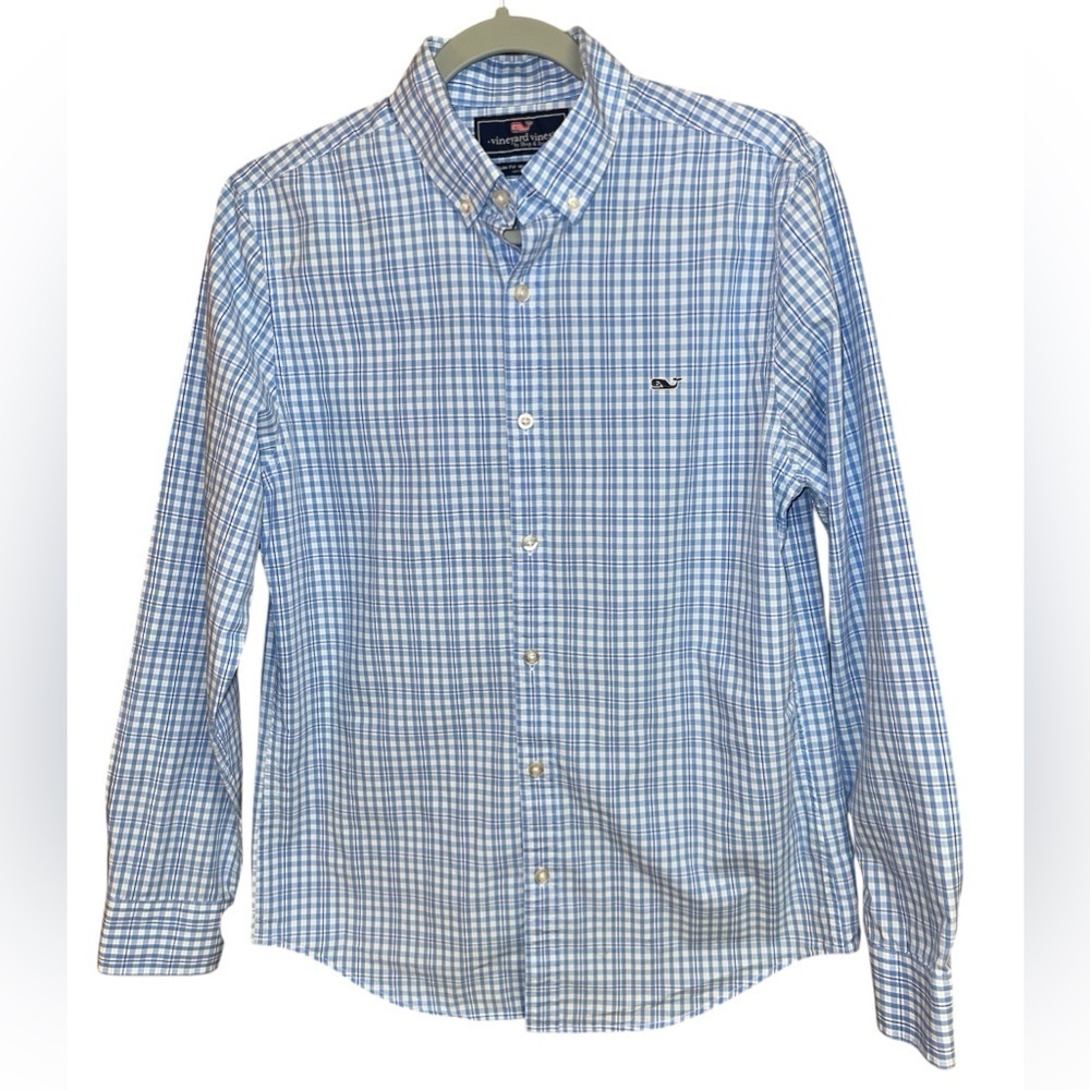 Vineyard Vines Blue Plaid Long-sleeved Button-down Slim Fit Whale Shirt Small
